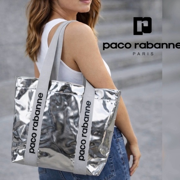 Paco Rabanne Handbags - Paco Rabanne x SeaTrees Carbon Neutral Metallic Silver Crinkle Tote